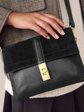 Black leather croc effect cross-body bag, imported from the UK