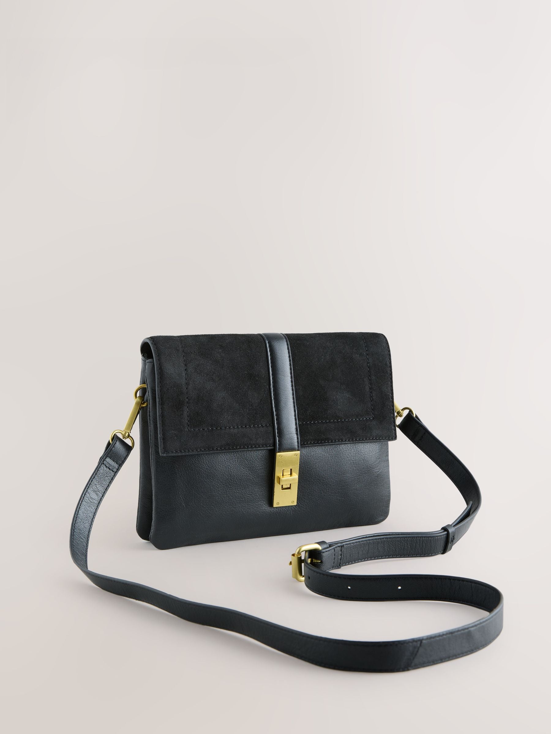 Black leather croc effect cross-body bag, imported from the UK