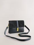 Black leather croc effect cross-body bag, imported from the UK