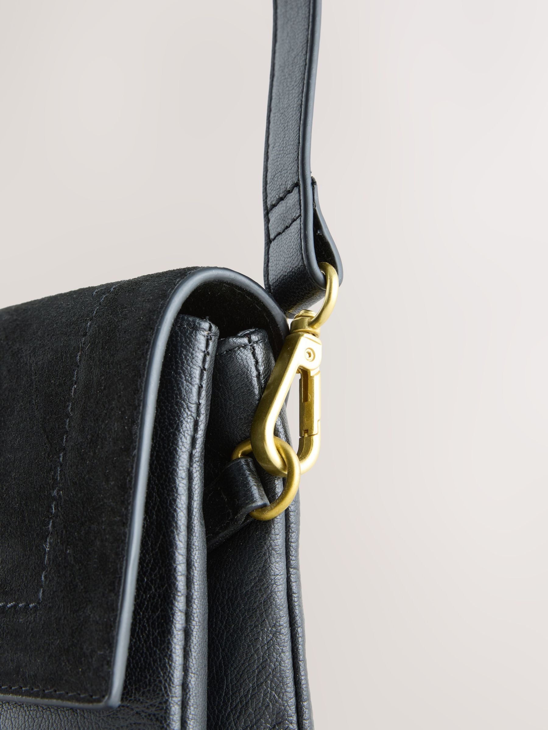 Black leather croc effect cross-body bag, imported from the UK