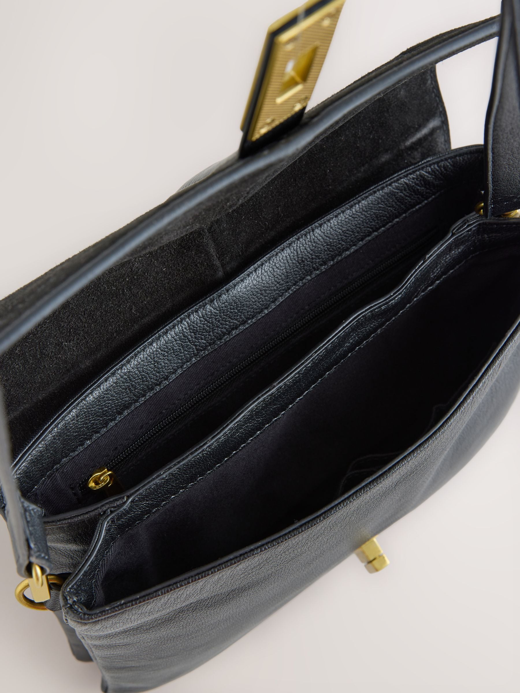 Black leather croc effect cross-body bag, imported from the UK