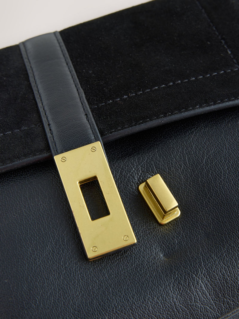 Black leather croc effect cross-body bag, imported from the UK