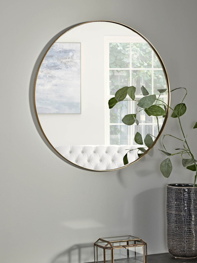 Cox & Cox Antique Silver Slim Frame Round Mirror 60cm