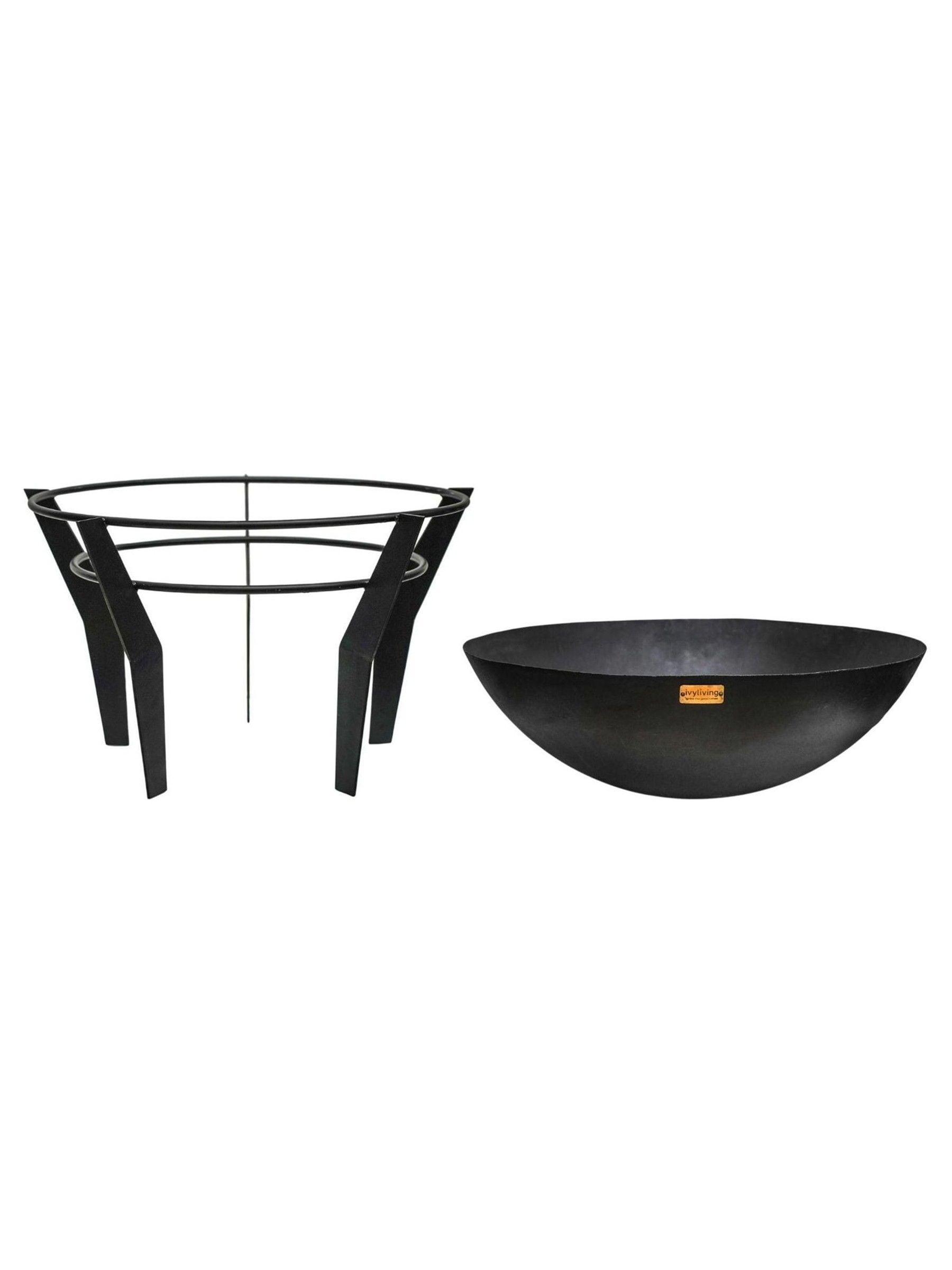 Ivyline Kendal black metal fire pit on stand, UK version