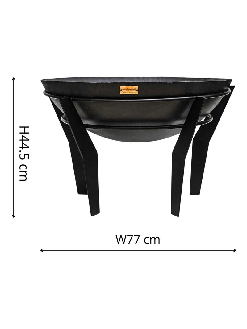 Ivyline Kendal black metal fire pit on stand, UK version