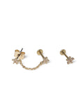 Aela gold tone cubic zirconia flower print piercing multipack earrings - British product