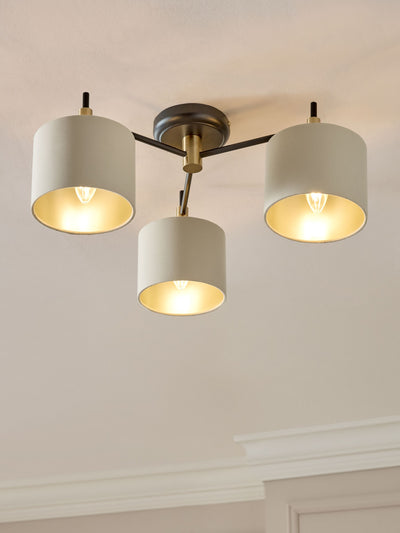 Next Black Hudson 3 Light Flush Ceiling Light Fitting- Buy online at McGrocer