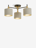 Hudson 3 light flush ceiling light with fabric shades, UK version