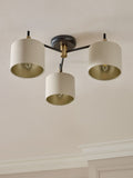 Hudson 3 light flush ceiling light with fabric shades, UK version