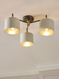 Hudson 3 light flush ceiling light with fabric shades, UK version