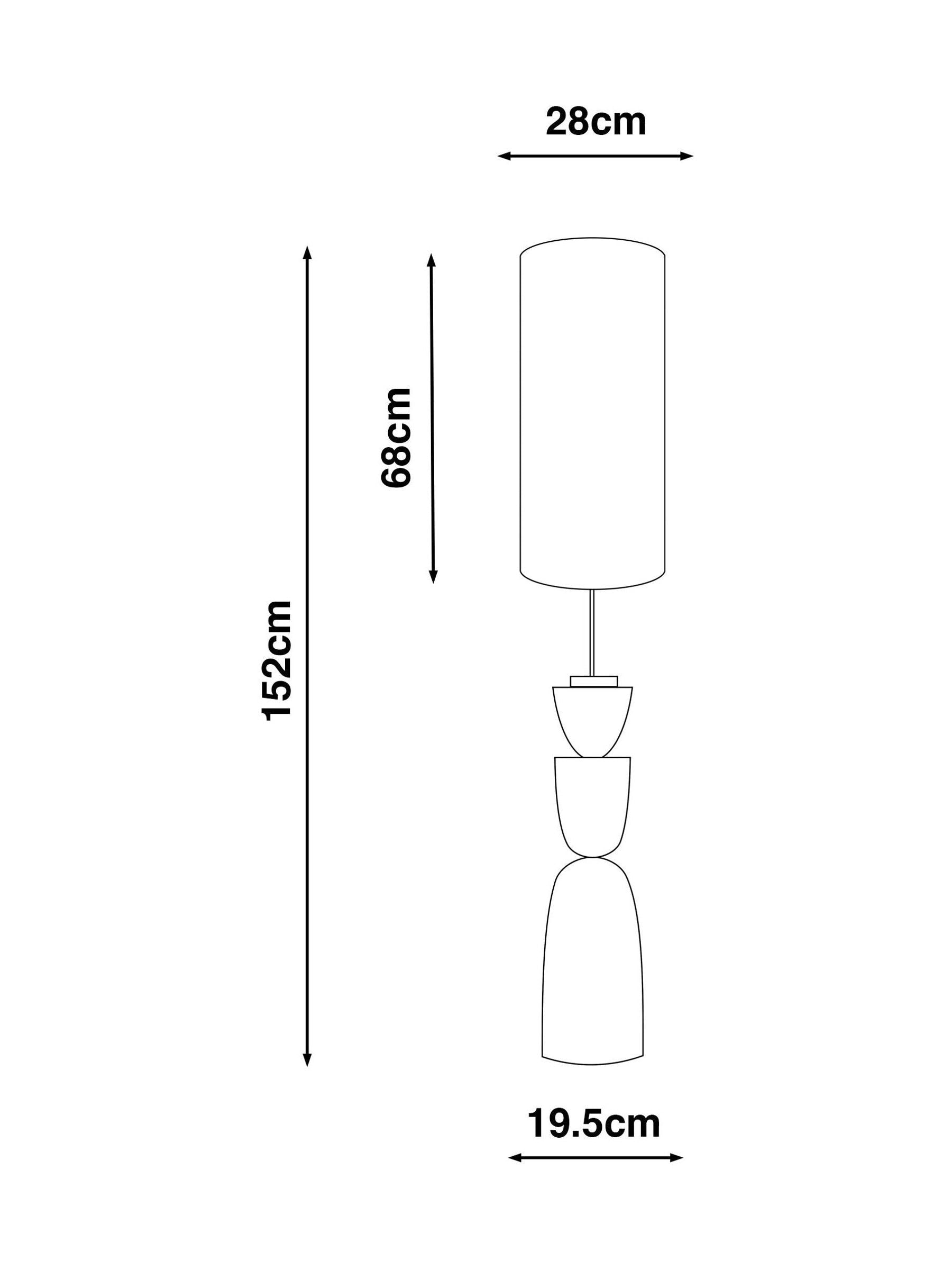 White Kara floor lamp ceramic 152cm, imported from the UK