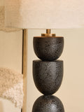 Black Kara table lamp with ceramic base and textile shade, UK version