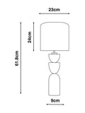 Black Kara table lamp with ceramic base and textile shade, UK version
