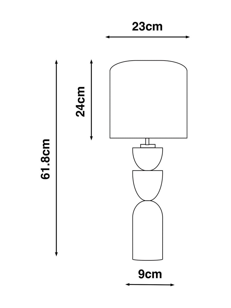 Black Kara table lamp with ceramic base and textile shade, UK version