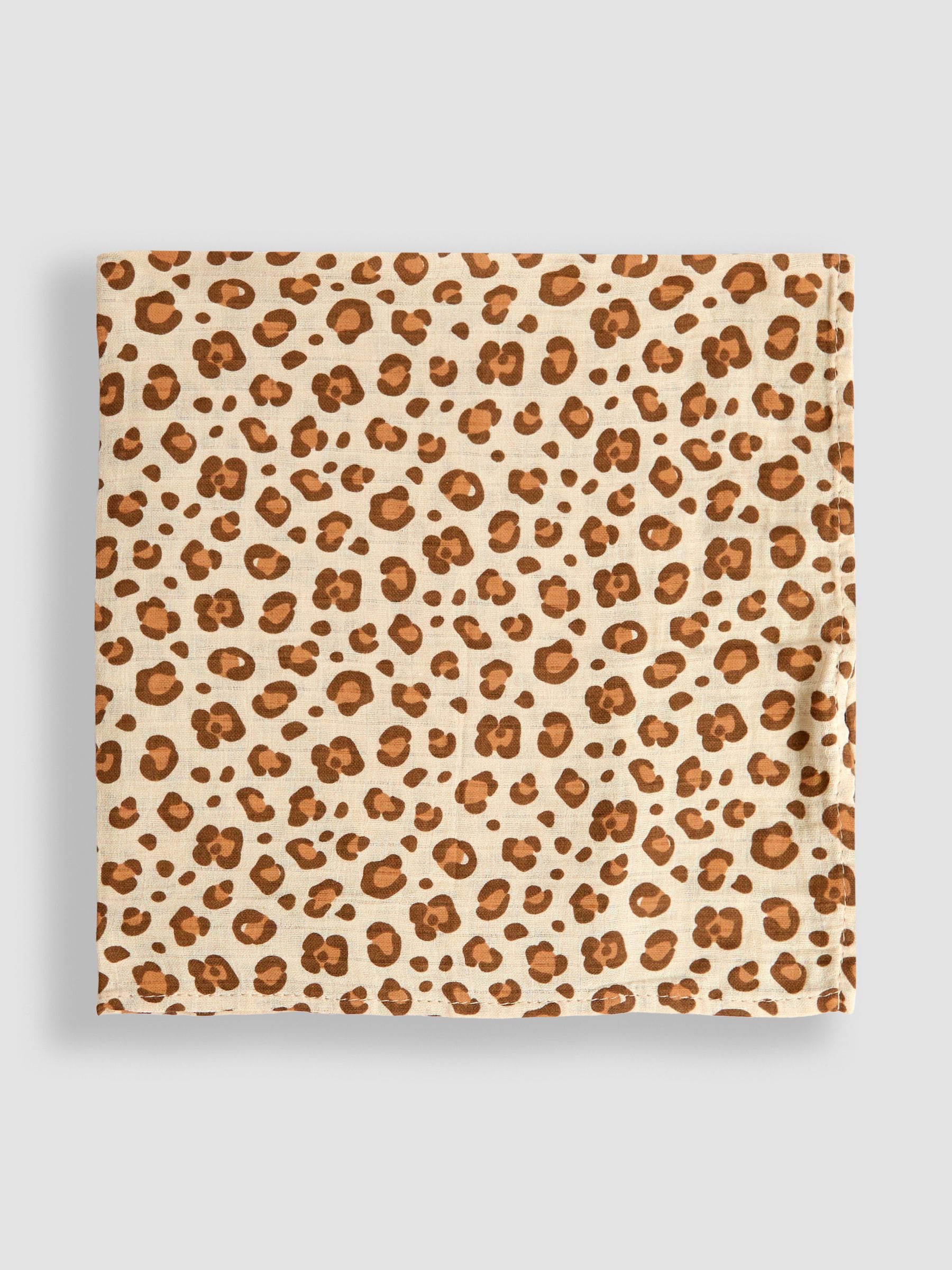 JoJo Maman Bébé leopard muslin cloths 3-pack British product