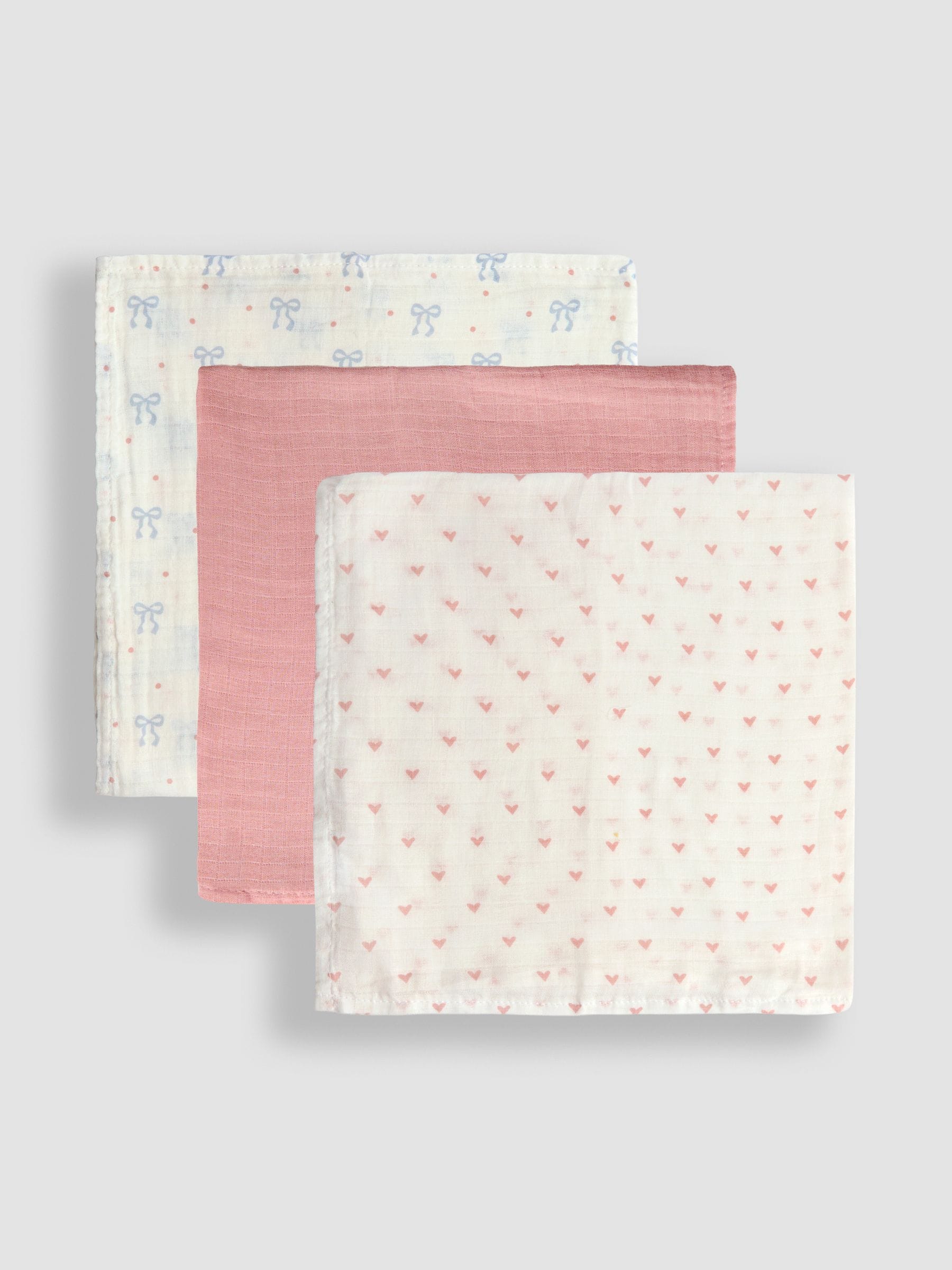 JoJo Maman Bébé 3-pack muslin cloths 60x60cm, UK version