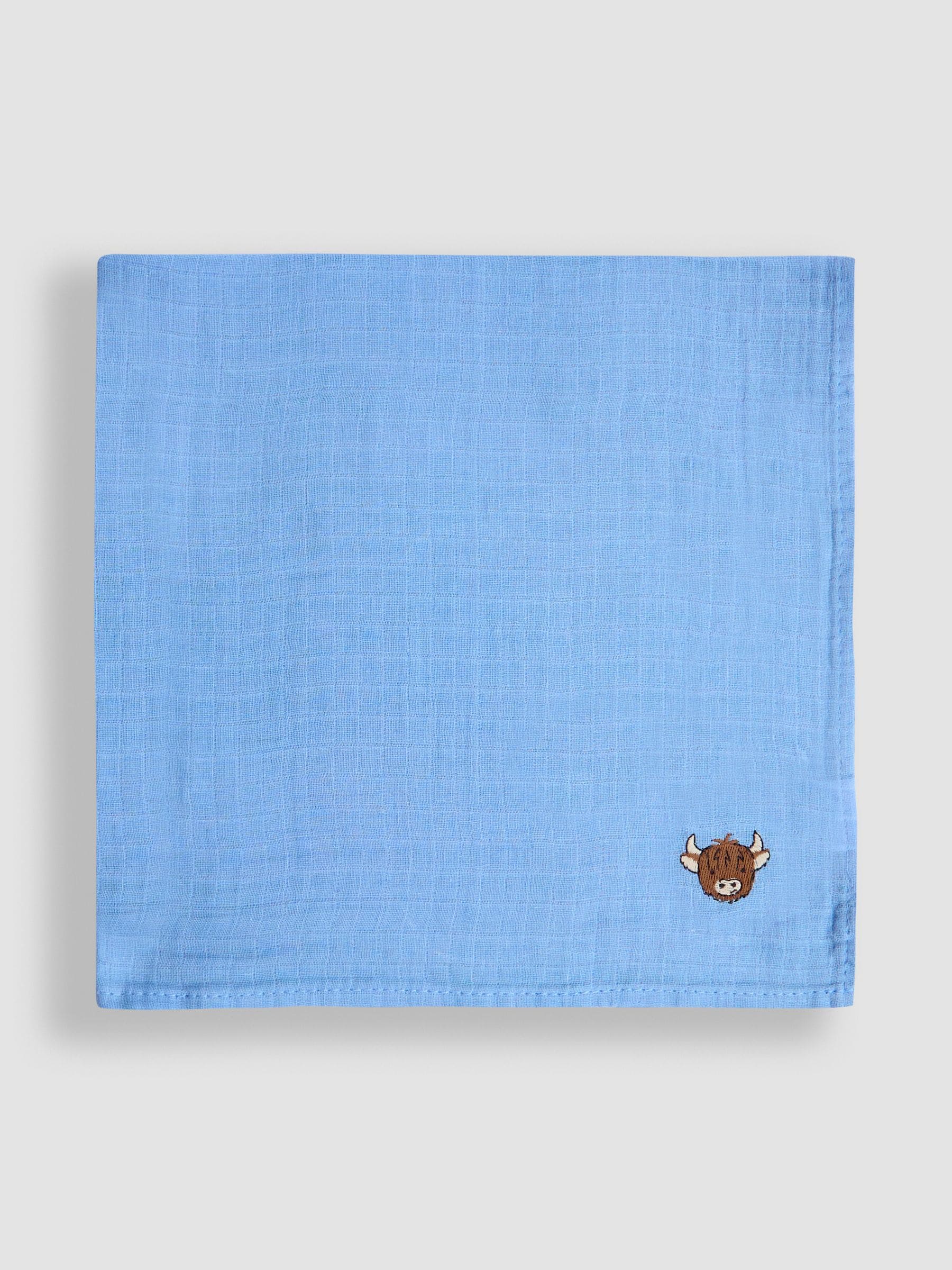 JoJo Maman Bébé highland cow muslin cloths 5-pack 60x60cm, UK version