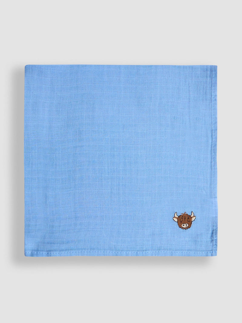 JoJo Maman Bébé highland cow muslin cloths 5-pack 60x60cm, UK version