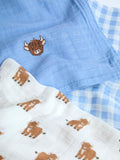 JoJo Maman Bébé highland cow muslin cloths 5-pack 60x60cm, UK version