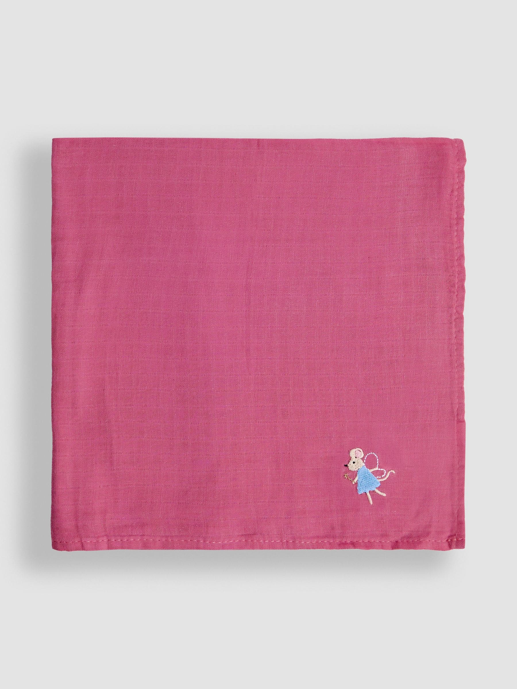 JoJo Maman Bébé Fairy Mouse muslin cloths 5-pack (British brand)