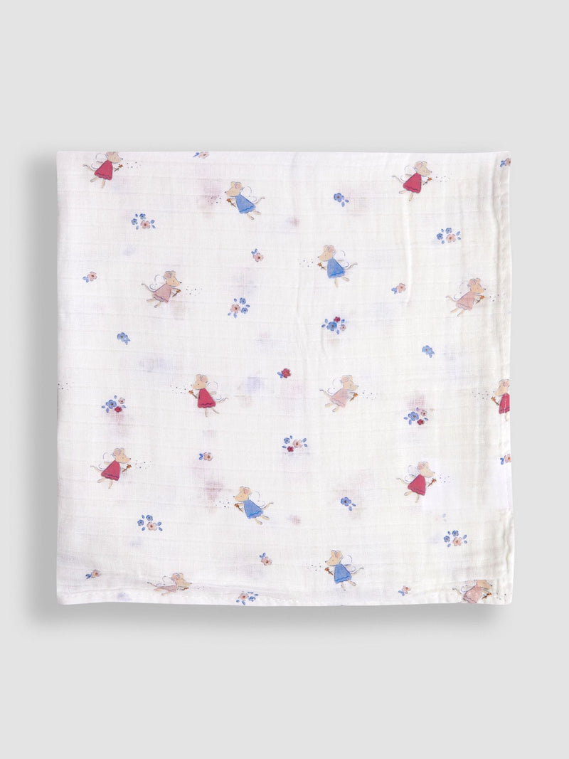 JoJo Maman Bébé Fairy Mouse muslin cloths 5-pack (British brand)