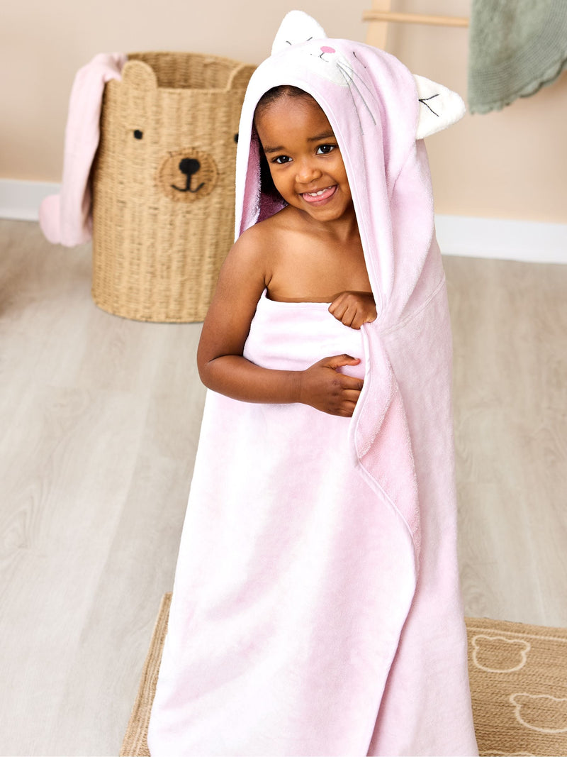 JoJo Maman Bébé Pink Cat Large Hooded Towel, UK version