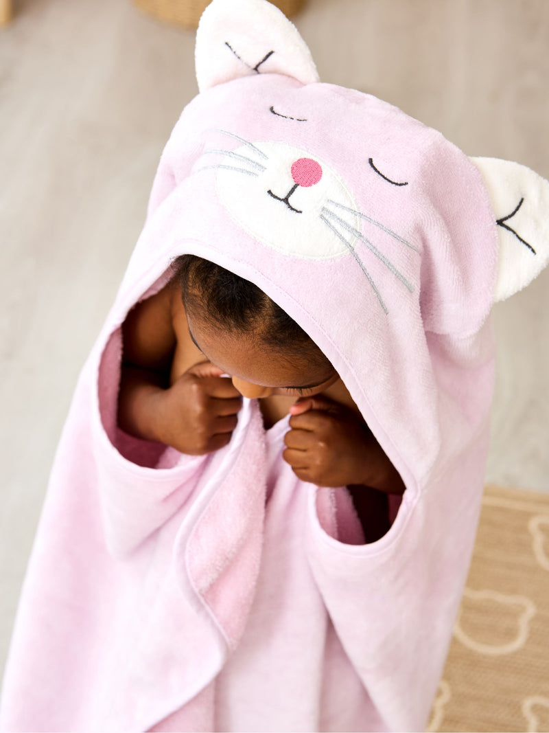 JoJo Maman Bébé Pink Cat Large Hooded Towel, UK version