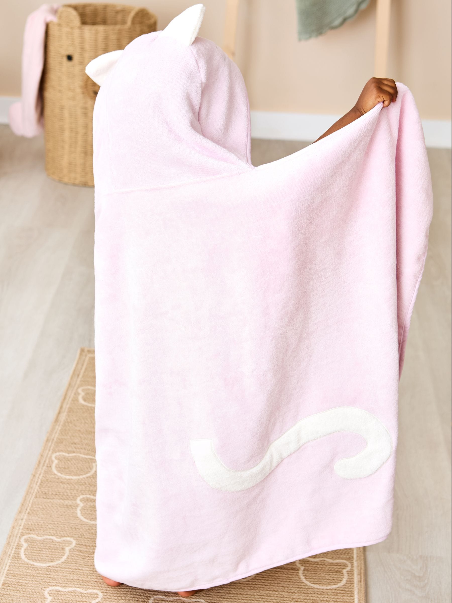 JoJo Maman Bébé Pink Cat Large Hooded Towel, UK version