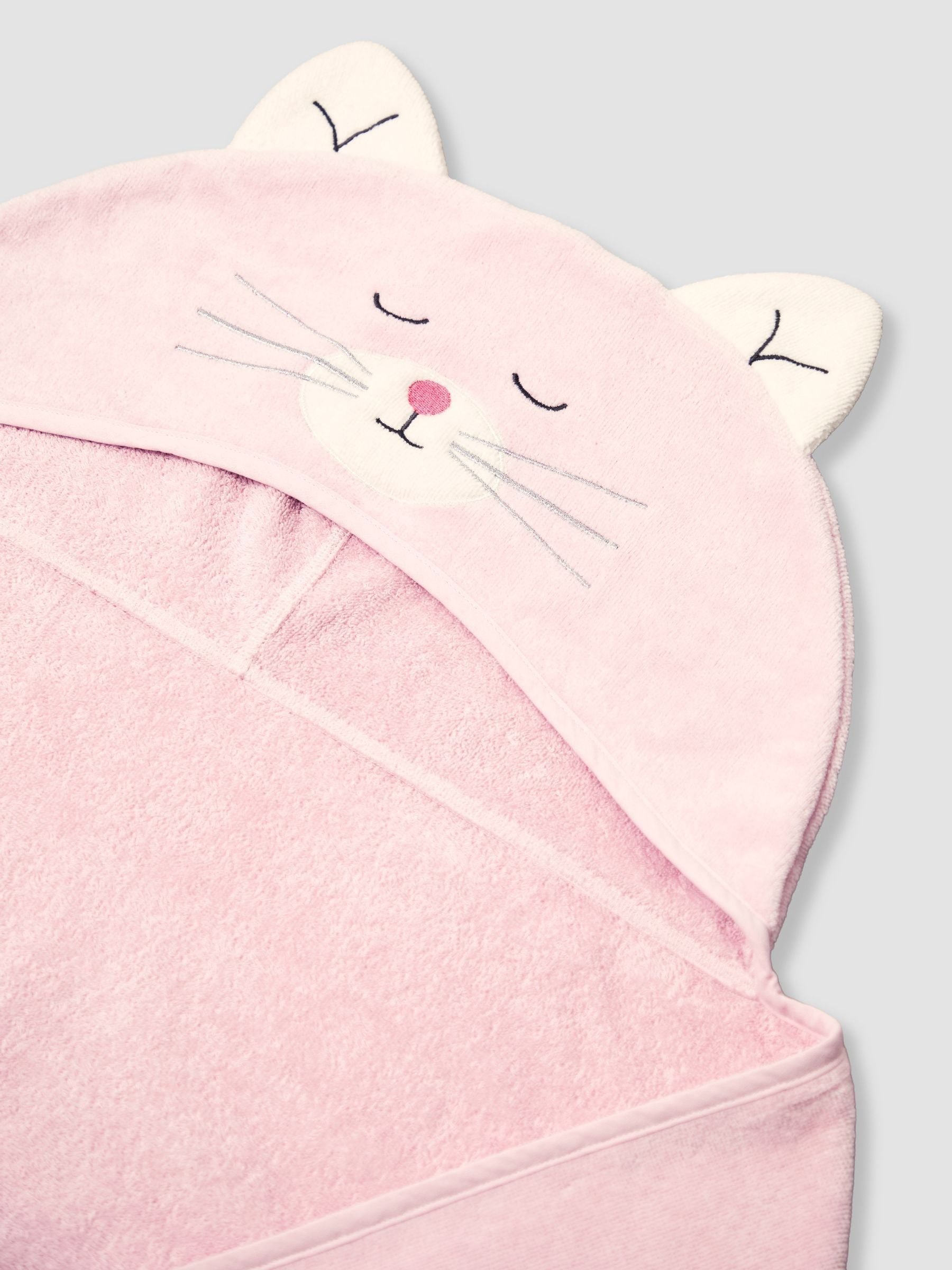 JoJo Maman Bébé Pink Cat Large Hooded Towel, UK version