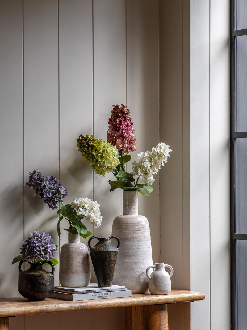 Gallery Home white artificial vintage cone hydrangea stems 12 stems, UK version