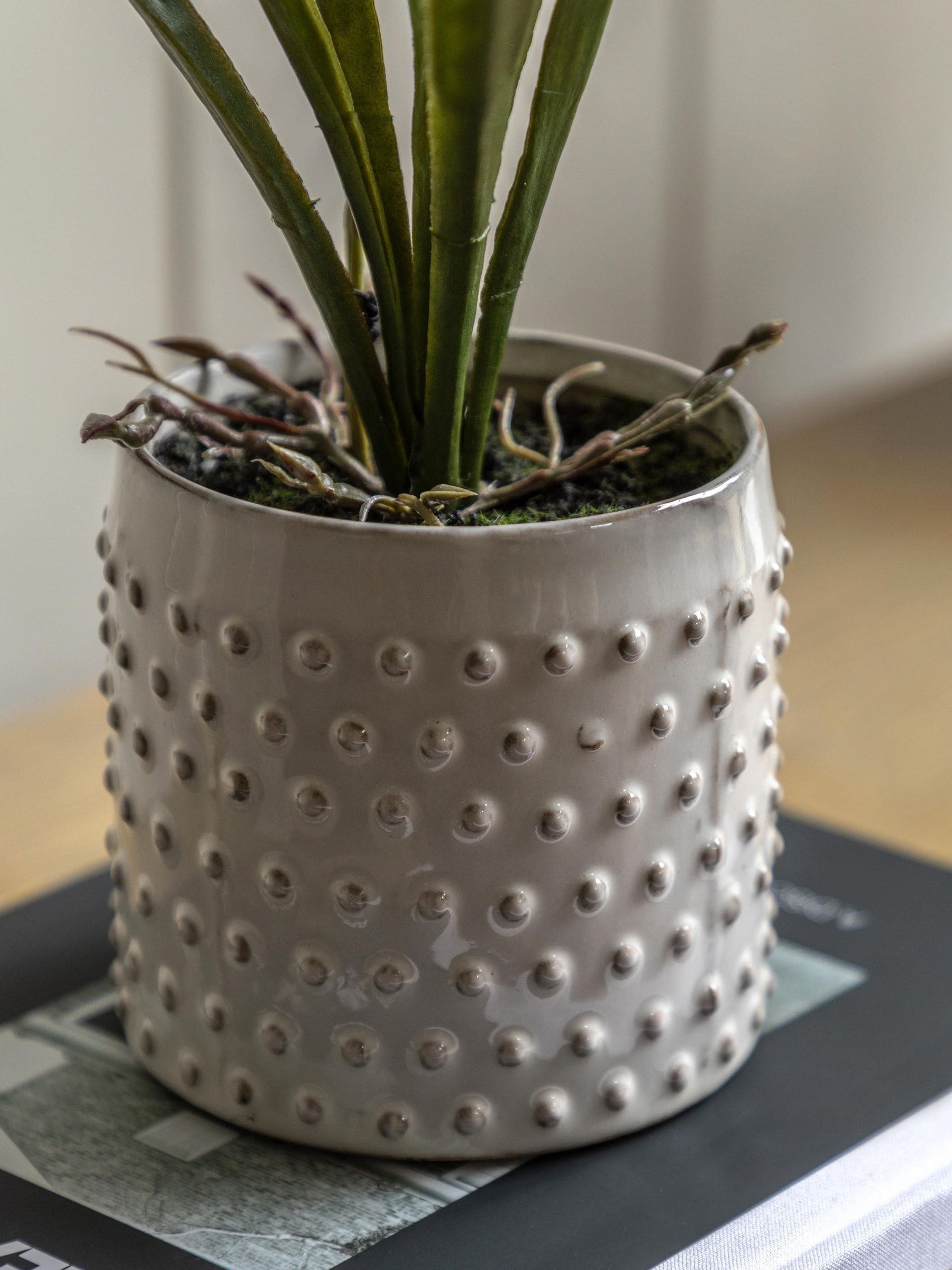 Gallery Home pink faux orchid in ceramic dot pot 40cm, UK version