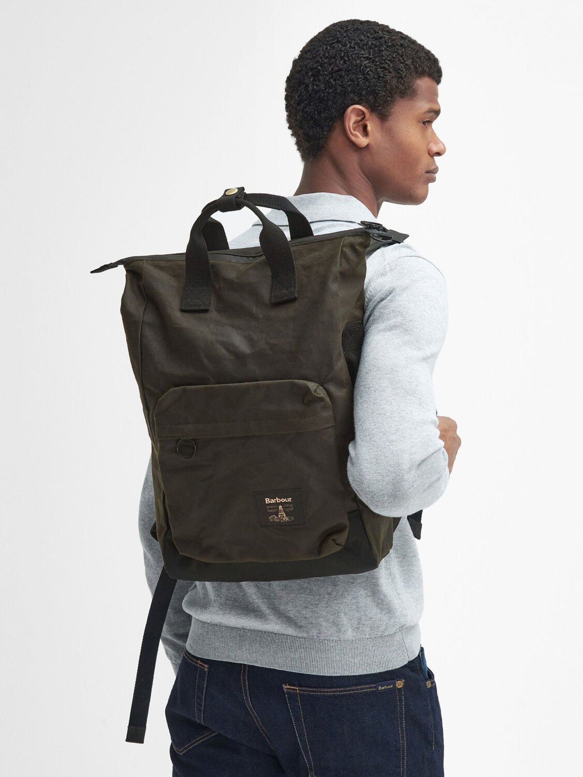 Barbour Dark Green Field Wax Backpack, imported from the UK