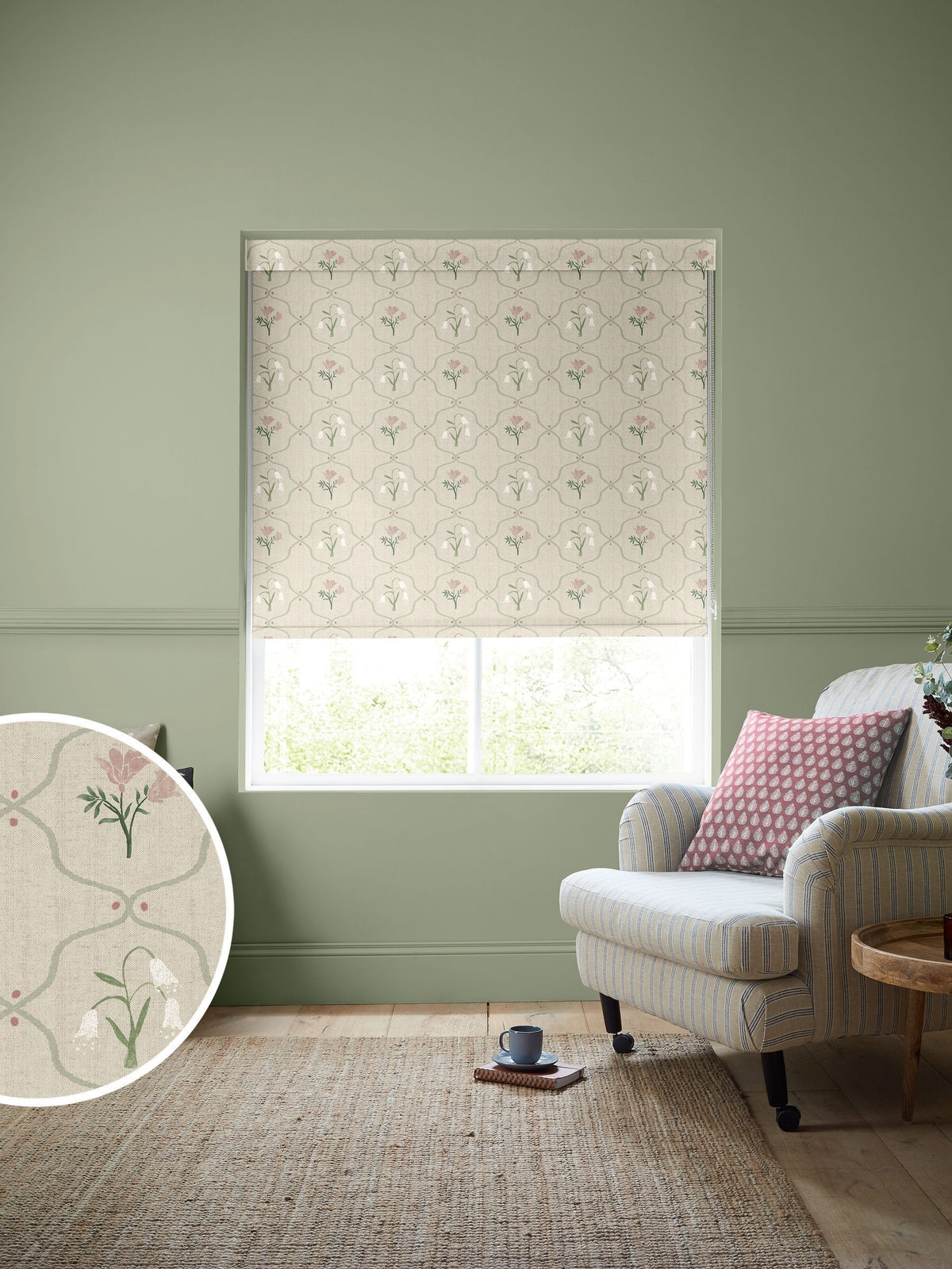 Emily Bond Margot rose pink roller blind, made to measure (British brand)