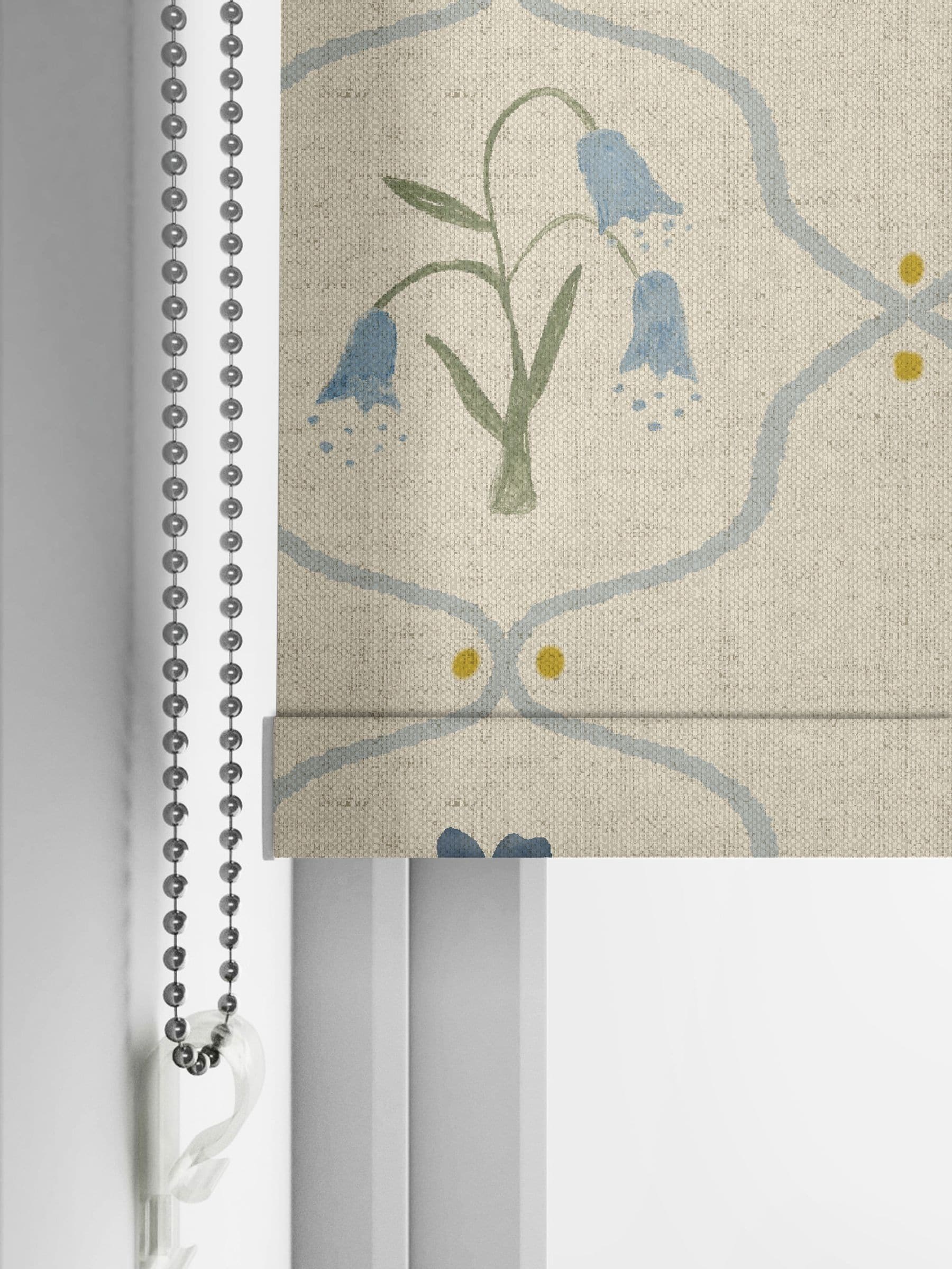 Emily Bond Steel Blue Margot floral roller blind - British product
