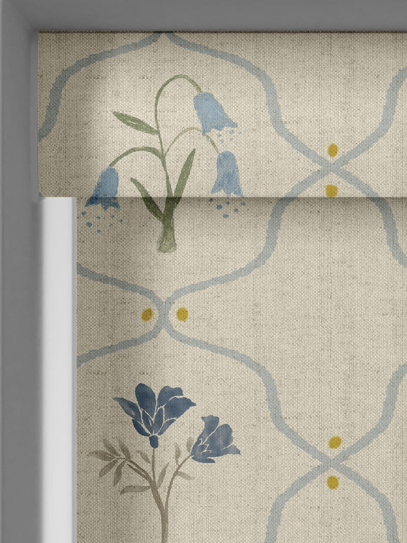 Emily Bond Steel Blue Margot floral roller blind - British product