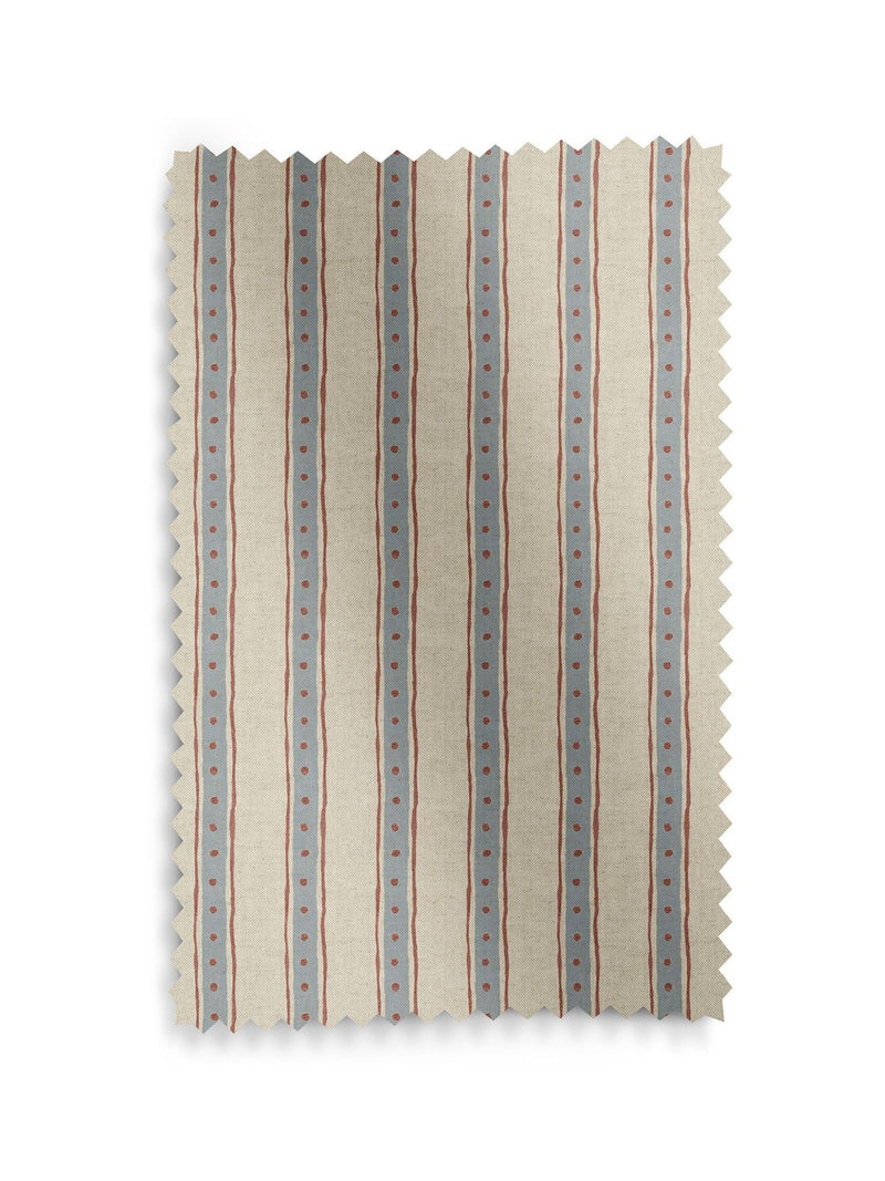 Emily Bond blue block printed stripe roller blind (British brand)