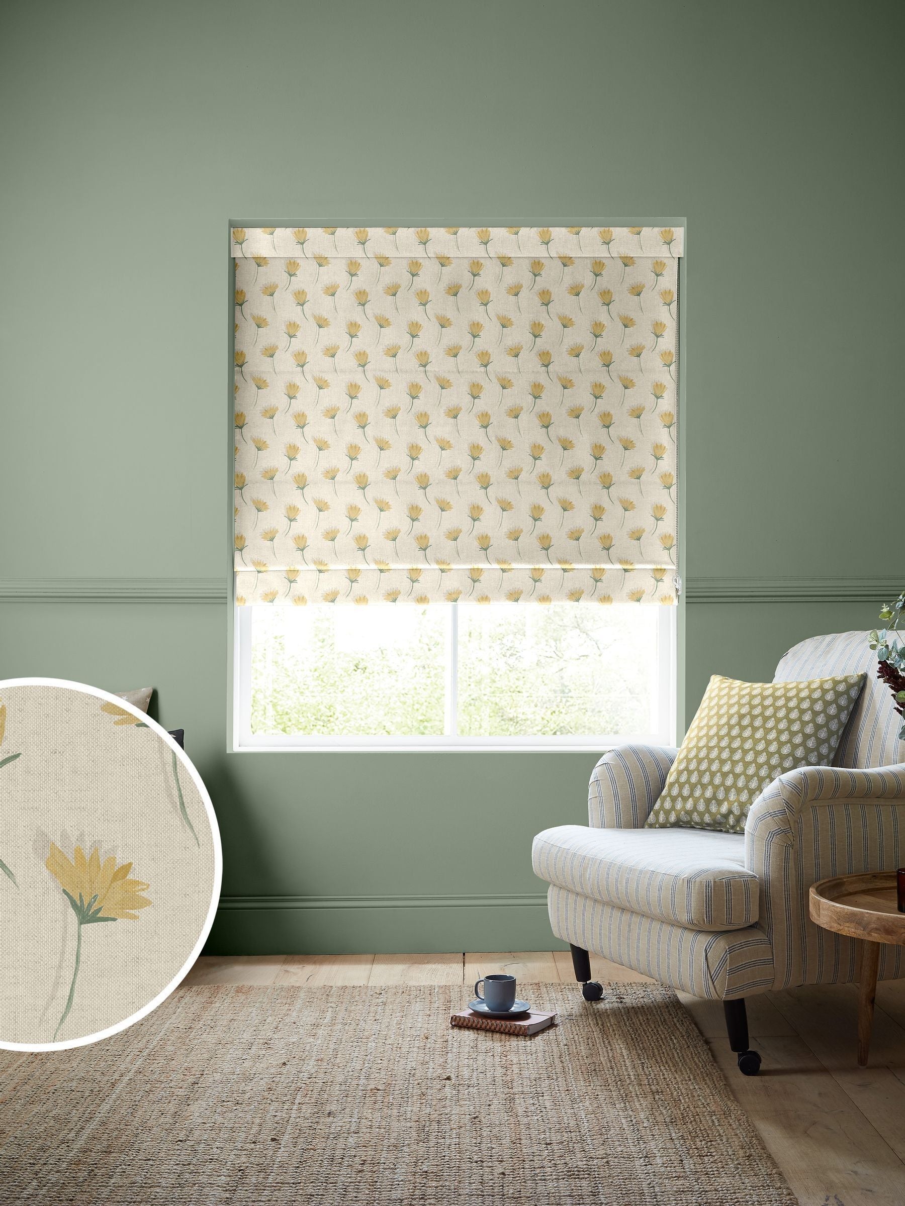 Emily Bond yellow cornflower roman blind made to measure (British brand)
