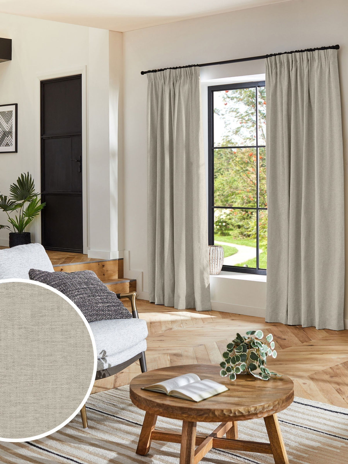 Next Bellum made to measure curtains in Natural Plain, UK version
