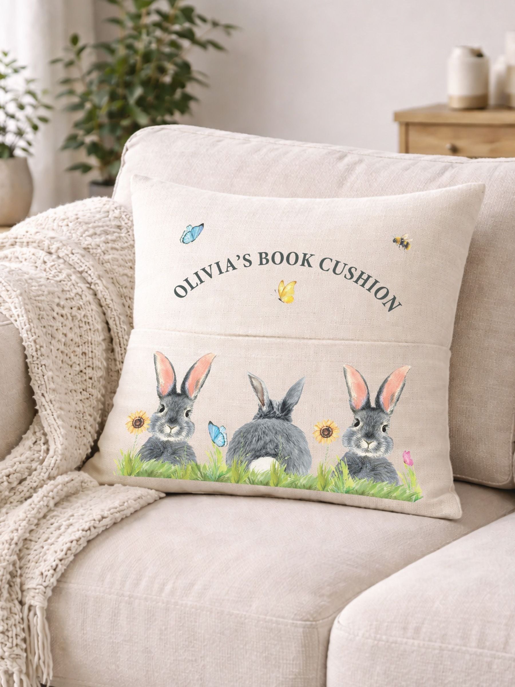Loveabode cotton pocket book cushion 40x40cm (British brand)