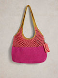 White Stuff Pink/Brown Christe Crochet Shopper Bag