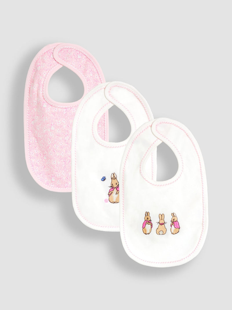 JoJo Maman Bébé pink floral Flopsy bibs 3-pack - British product