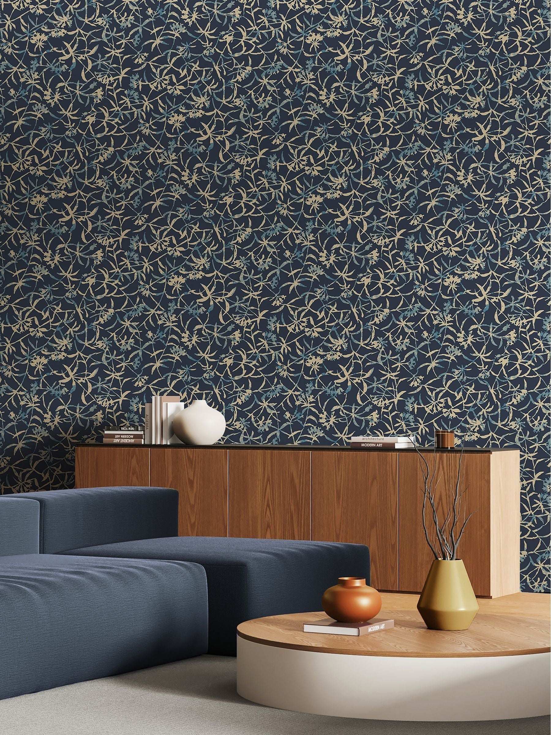Ohpopsi Navy Entwine wallpaper 10m roll, UK version