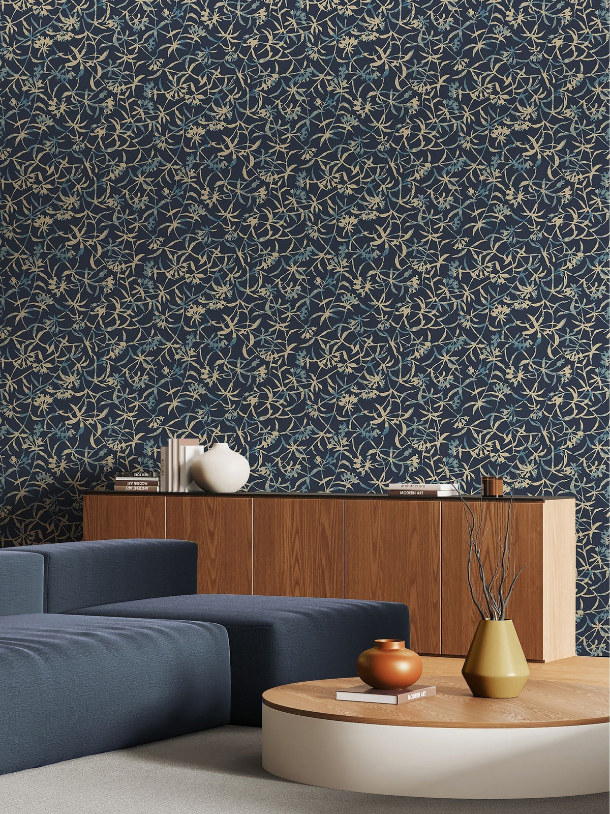 Ohpopsi Navy Entwine wallpaper 10m roll, UK version