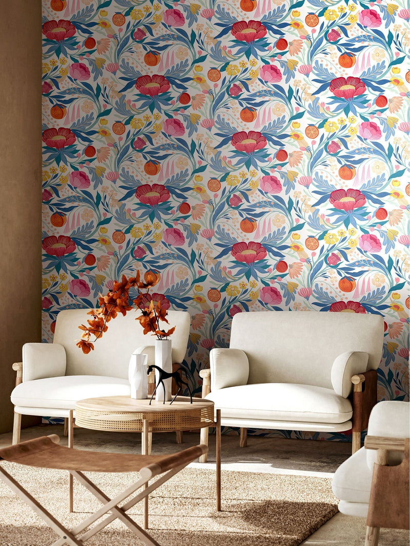 Ohpopsi Chalk Parchment Clementine Wallpaper
