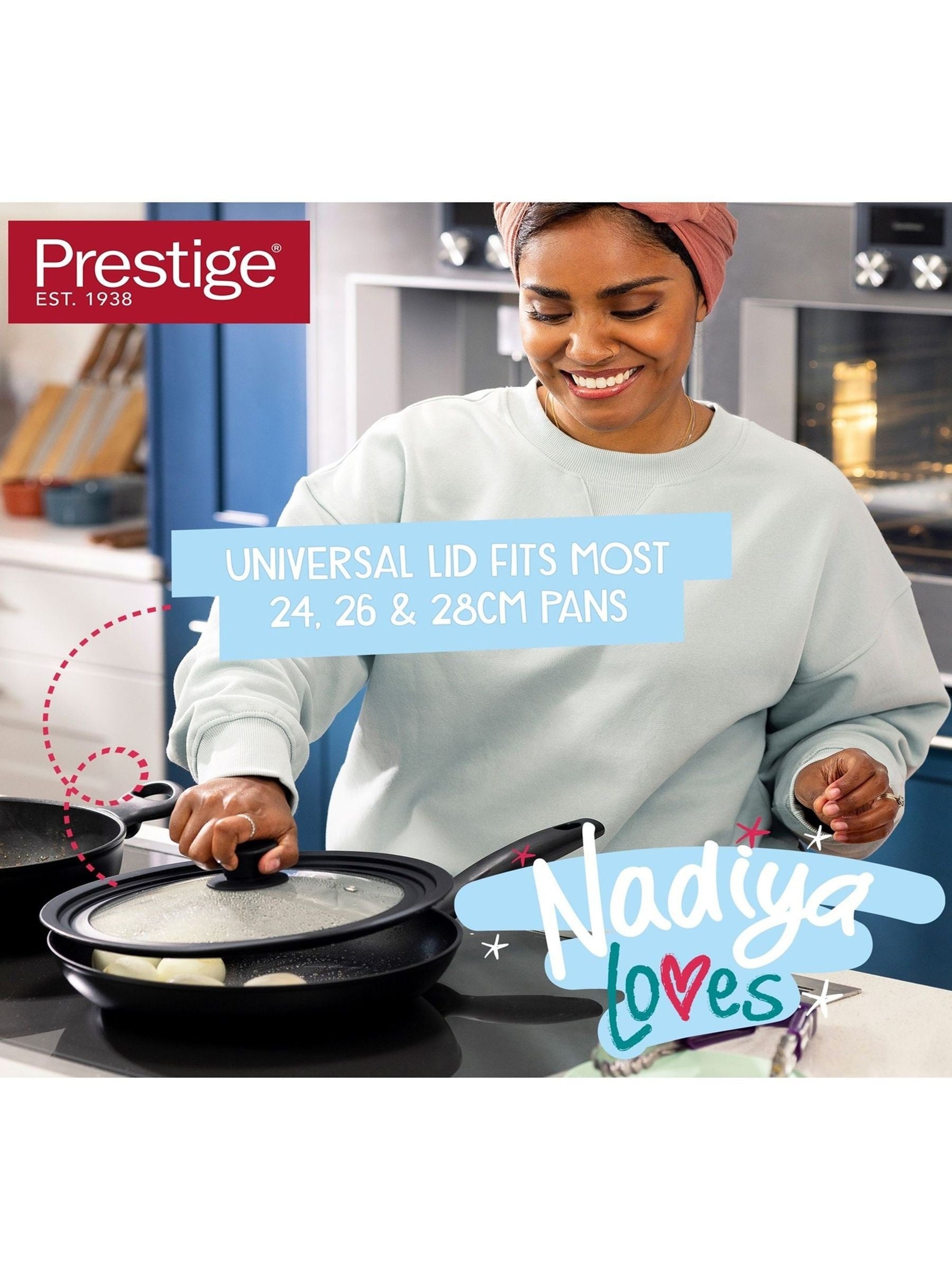 Prestige Black Nadiya 4-piece non-stick cookware set, imported from the UK