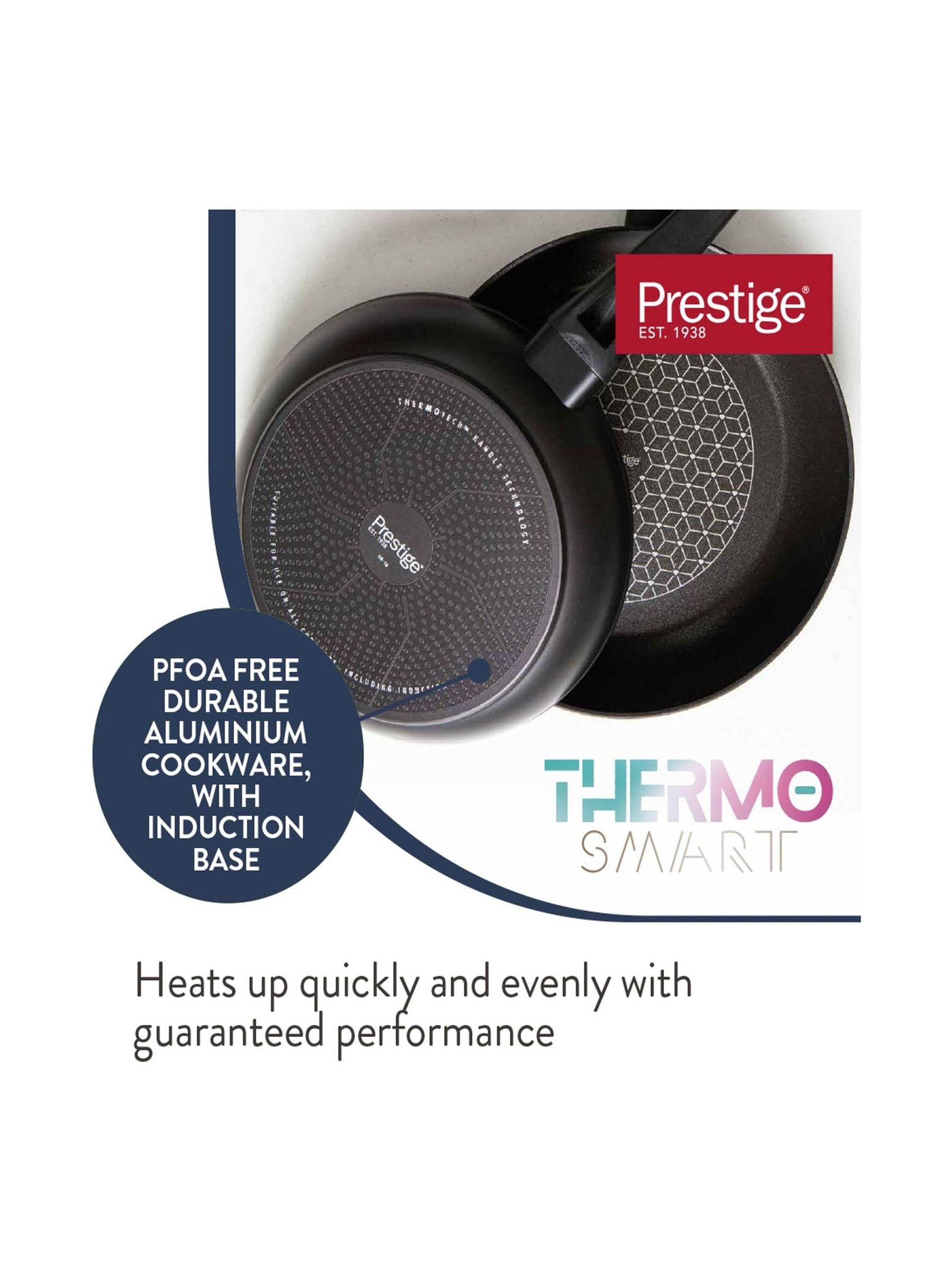 Prestige Black Thermosmart Non-Stick Induction Saucepan Set, 3-Piece, imported from the UK