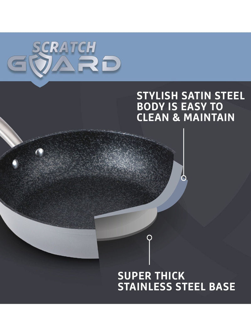 Prestige Silver Scratch Guard stir fry wok 29cm, imported from the UK
