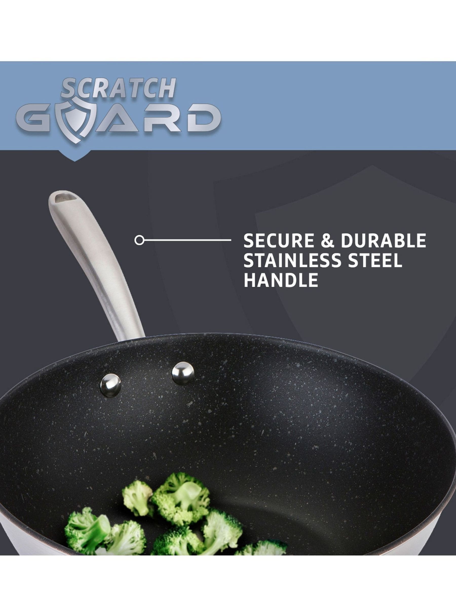 Prestige Silver Scratch Guard stir fry wok 29cm, imported from the UK