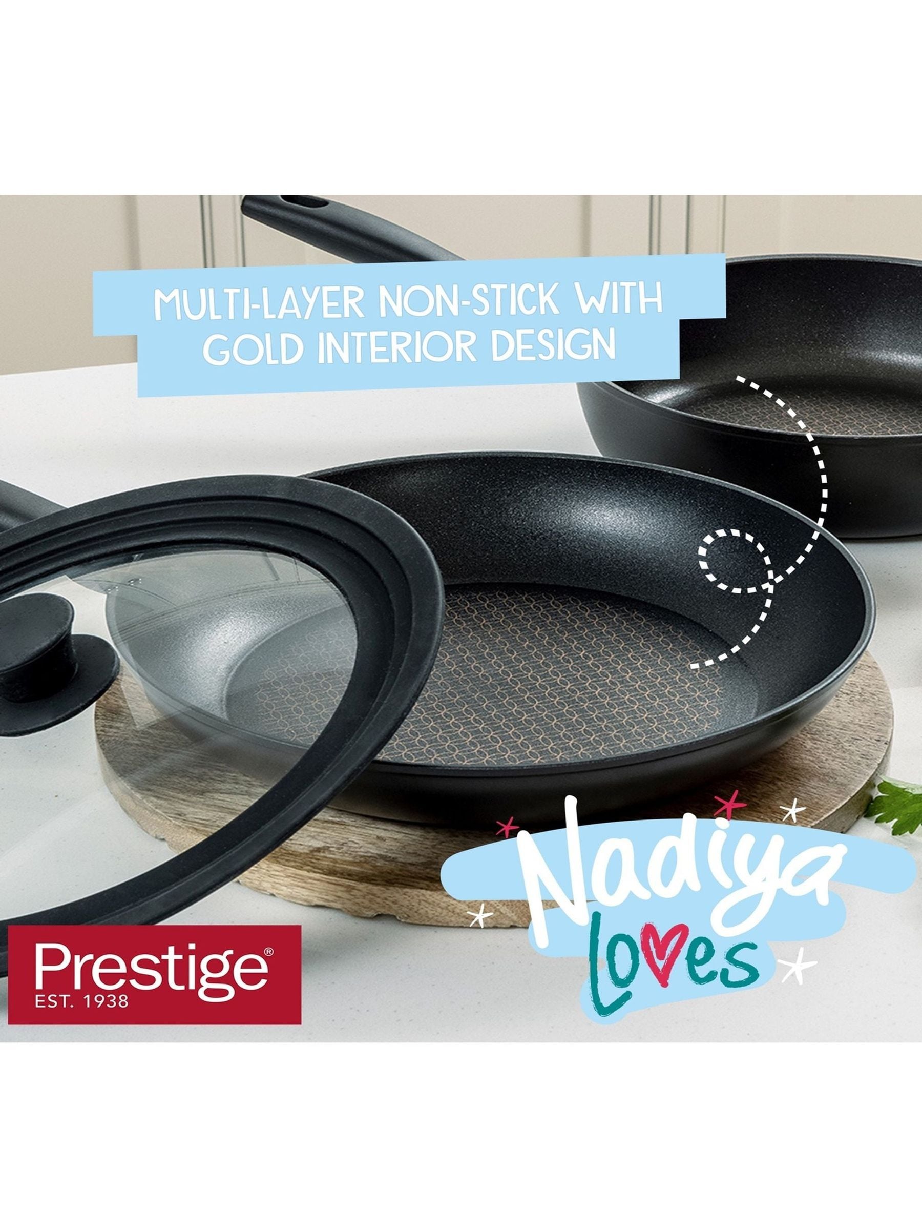 Prestige Nadiya 2 piece non-stick frying pan set, imported from the UK