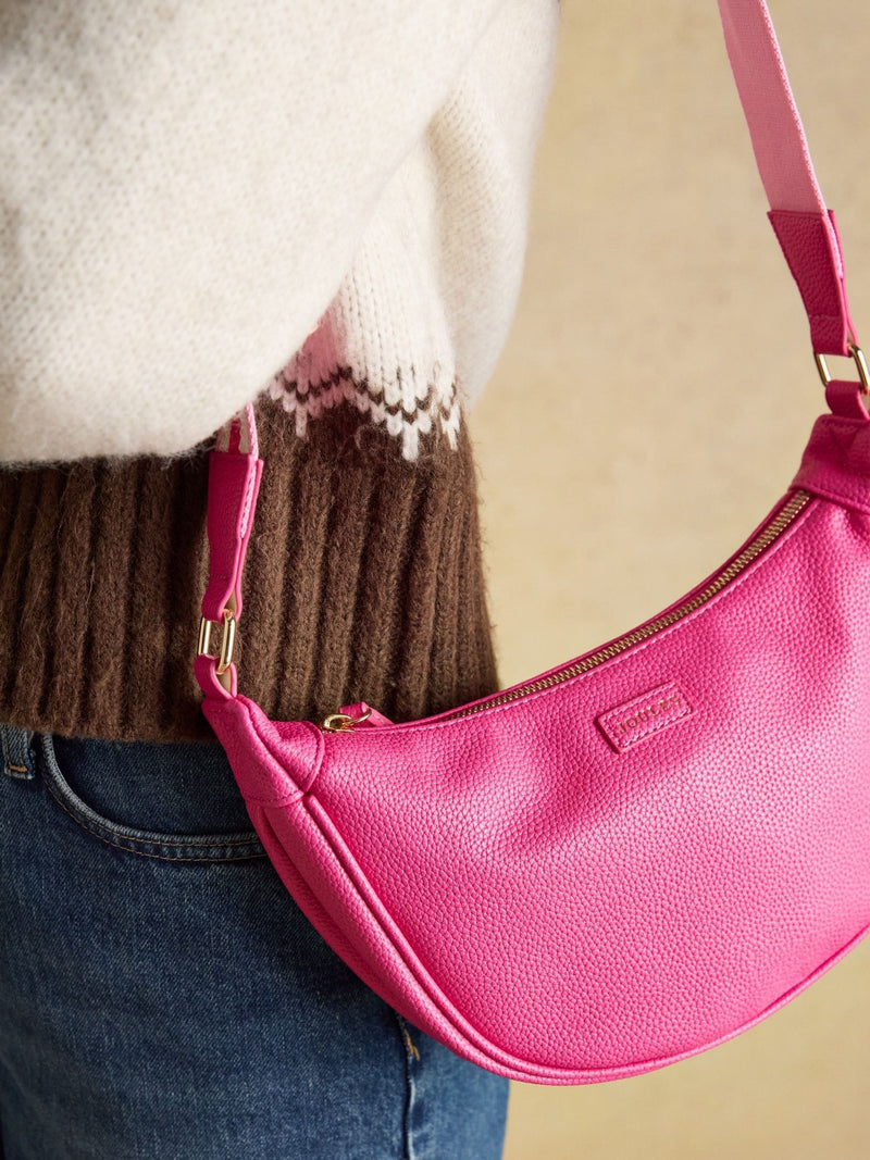Joules pink half moon cross-body bag - British product
